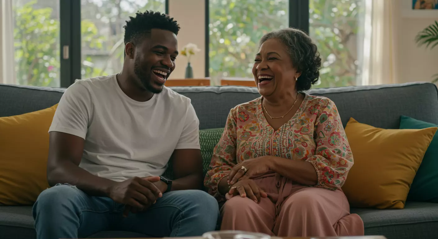 Mãe e filho sorrindo